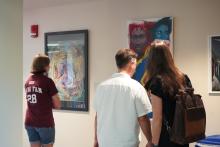 Students looking at Art