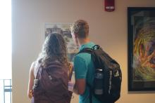 Students looking at art